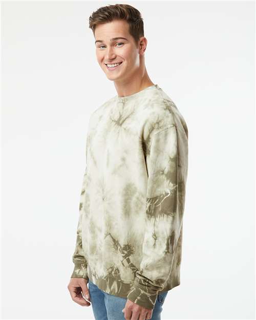 Independent Trading Co. PRM3500TD Unisex Midweight Tie-Dyed Crewneck Sweatshirt in 