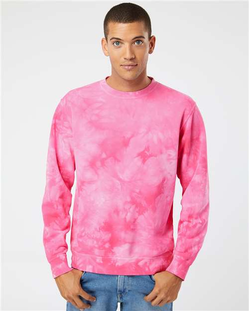 Independent Trading Co. PRM3500TD Unisex Midweight Tie-Dyed Crewneck Sweatshirt in 