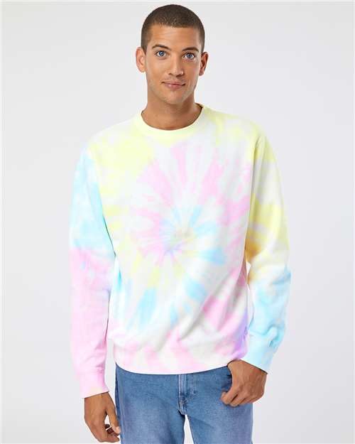 Independent Trading Co. PRM3500TD Unisex Midweight Tie-Dyed Crewneck Sweatshirt in 