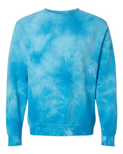 Independent Trading Co. PRM3500TD Unisex Midweight Tie-Dyed Crewneck Sweatshirt in Tie Dye Aqua Blue
