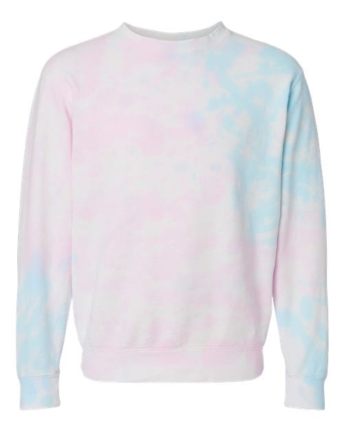 Independent Trading Co. PRM3500TD Unisex Midweight Tie-Dyed Crewneck Sweatshirt in Tie Dye Cotton Candy