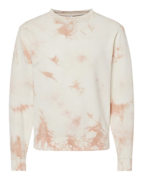 Independent Trading Co. PRM3500TD Unisex Midweight Tie-Dyed Crewneck Sweatshirt in Tie Dye Dusty Pink