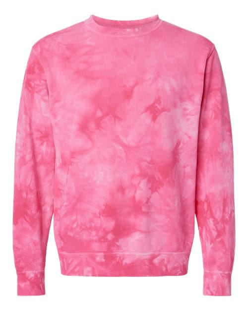 Independent Trading Co. PRM3500TD Unisex Midweight Tie-Dyed Crewneck Sweatshirt in Tie Dye Pink