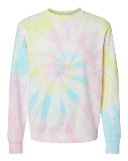 Independent Trading Co. PRM3500TD Unisex Midweight Tie-Dyed Crewneck Sweatshirt in Tie Dye Sunset Swirl
