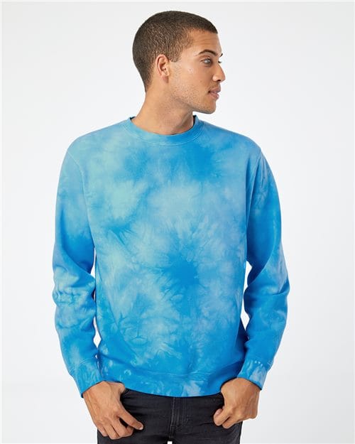 Independent Trading Co. PRM3500TD Unisex Midweight Tie-Dyed Crewneck Sweatshirt in 
