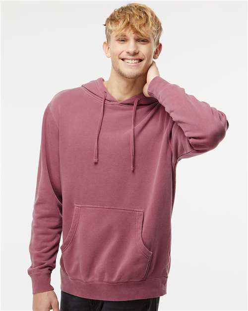Independent Trading Co. PRM4500 Unisex Midweight Pigment-Dyed Hooded Sweatshirt in Pigment Maroon