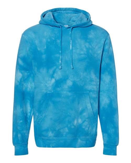 Independent Trading Co. PRM4500TD Unisex Midweight Tie-Dyed Hooded Sweatshirt in Tie Dye Aqua Blue