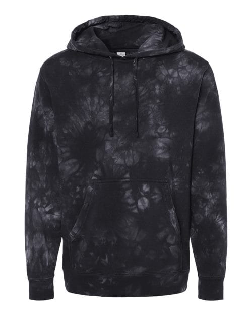 Independent Trading Co. PRM4500TD Unisex Midweight Tie-Dyed Hooded Sweatshirt in Tie Dye Black
