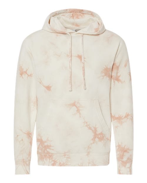 Independent Trading Co. PRM4500TD Unisex Midweight Tie-Dyed Hooded Sweatshirt in Tie Dye Dusty Pink
