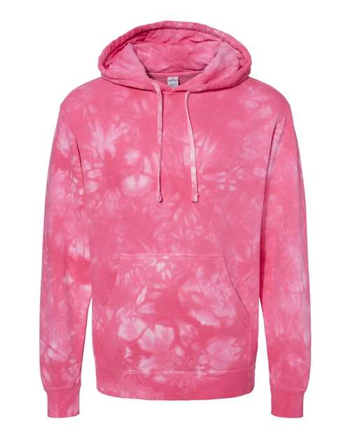 Independent Trading Co. PRM4500TD Unisex Midweight Tie-Dyed Hooded Sweatshirt in Tie Dye Pink