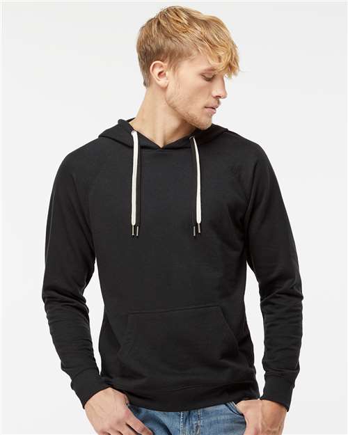 Independent Trading Co. SS1000 Unisex Icon Lightweight Loopback Terry Hooded Sweatshirt in Black