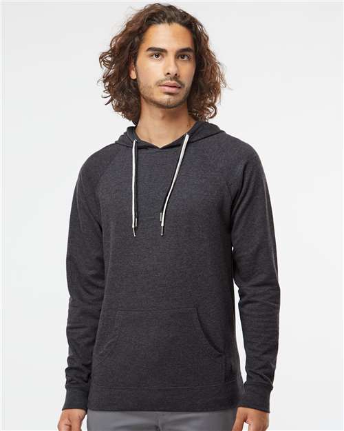 Independent Trading Co. SS1000 Unisex Icon Lightweight Loopback Terry Hooded Sweatshirt in Charcoal Heather