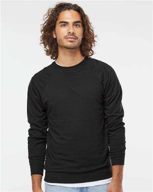 Independent Trading Co. SS1000C Unisex Icon Lightweight Loopback Terry Crewneck Sweatshirt in Black