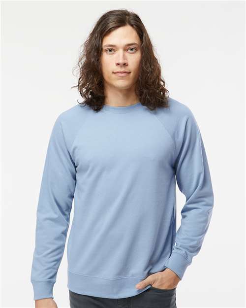 Independent Trading Co. SS1000C Unisex Icon Lightweight Loopback Terry Crewneck Sweatshirt in Misty Blue
