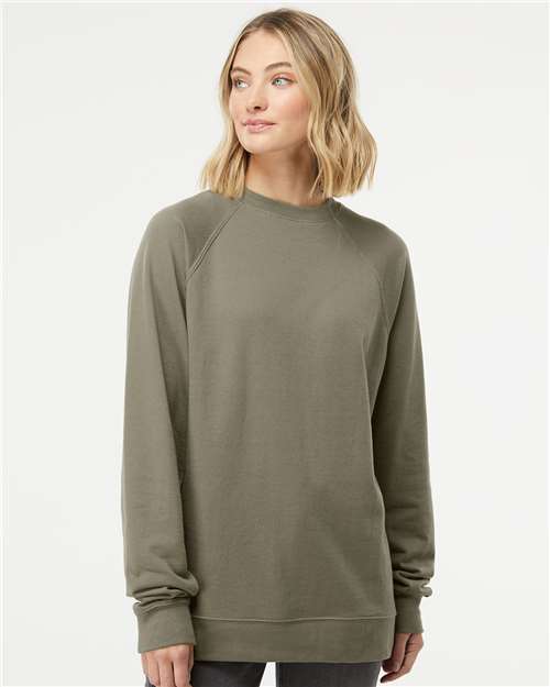 Independent Trading Co. SS1000C Unisex Icon Lightweight Loopback Terry Crewneck Sweatshirt in Olive