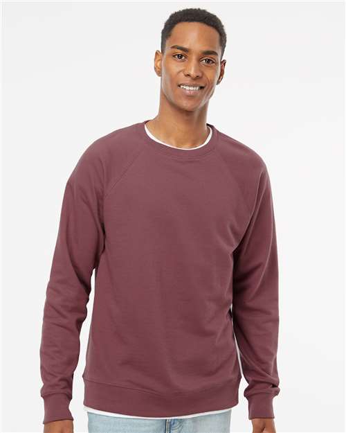 Independent Trading Co. SS1000C Unisex Icon Lightweight Loopback Terry Crewneck Sweatshirt in Port
