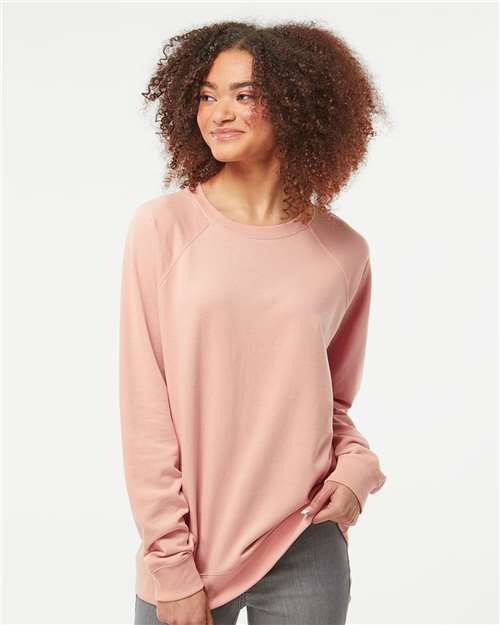 Independent Trading Co. SS1000C Unisex Icon Lightweight Loopback Terry Crewneck Sweatshirt in Rose