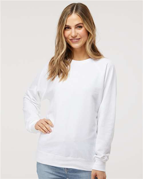 Independent Trading Co. SS1000C Unisex Icon Lightweight Loopback Terry Crewneck Sweatshirt in White