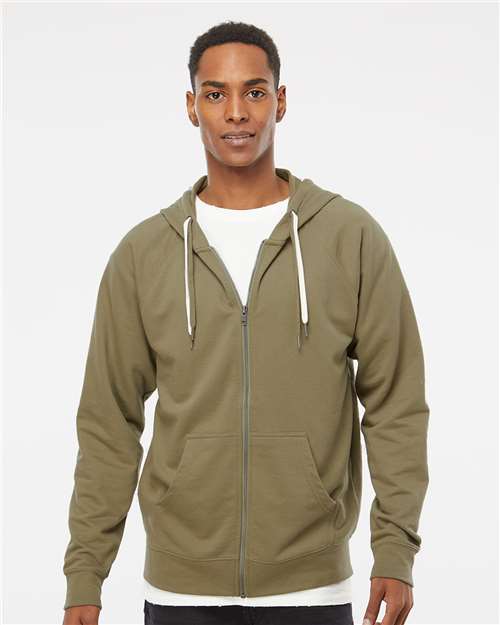 Independent Trading Co. SS1000Z-Unisex Icon Lightweight Loopback Terry Full-Zip Hooded Sweatshirt in 