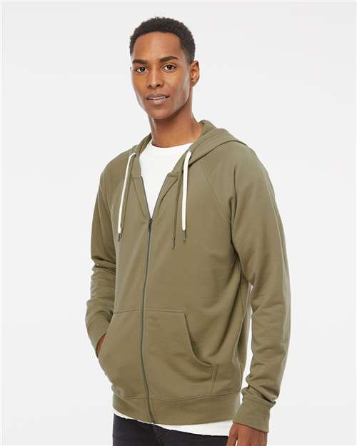 Independent Trading Co. SS1000Z-Unisex Icon Lightweight Loopback Terry Full-Zip Hooded Sweatshirt in 