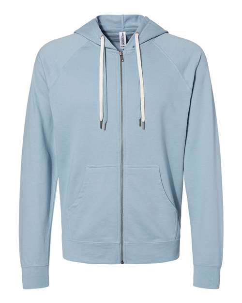 Independent Trading Co. SS1000Z-Unisex Icon Lightweight Loopback Terry Full-Zip Hooded Sweatshirt in Misty Blue