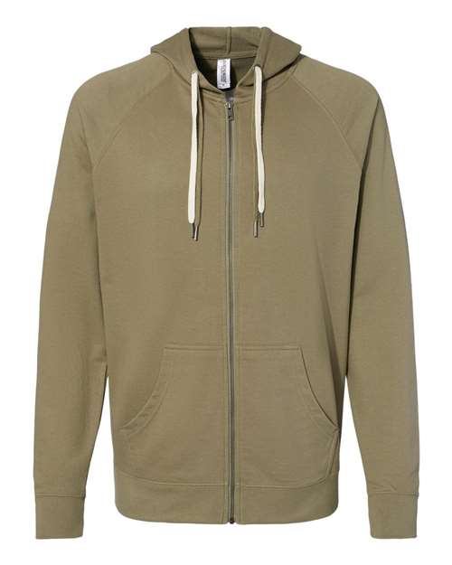 Independent Trading Co. SS1000Z-Unisex Icon Lightweight Loopback Terry Full-Zip Hooded Sweatshirt in Olive