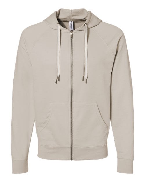 Independent Trading Co. SS1000Z-Unisex Icon Lightweight Loopback Terry Full-Zip Hooded Sweatshirt in Sand