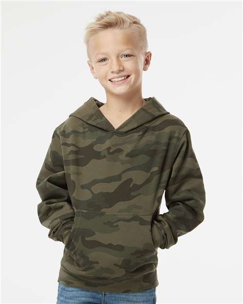 Independent Trading Co. SS4001Y-Youth Midweight Hooded Sweatshirt in Forest Camo