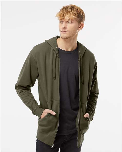 Independent Trading Co. SS4500Z-Unisex Midweight Full-Zip Hooded Sweatshirt in Army