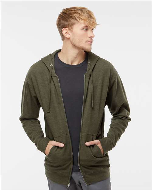 Independent Trading Co. SS4500Z-Unisex Midweight Full-Zip Hooded Sweatshirt in Army Heather