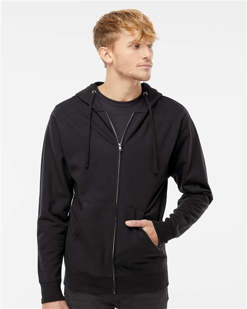 Independent Trading Co. SS4500Z-Unisex Midweight Full-Zip Hooded Sweatshirt in Black