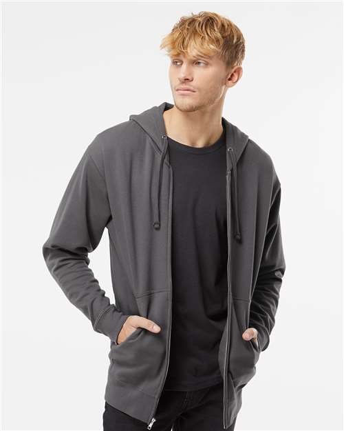 Independent Trading Co. SS4500Z-Unisex Midweight Full-Zip Hooded Sweatshirt in Charcoal