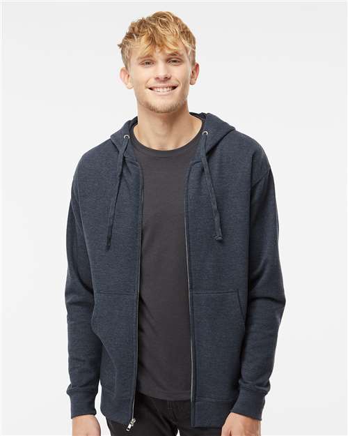 Independent Trading Co. SS4500Z-Unisex Midweight Full-Zip Hooded Sweatshirt in Classic Navy Heather