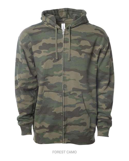 Independent Trading Co. SS4500Z-Unisex Midweight Full-Zip Hooded Sweatshirt in Forest Camo
