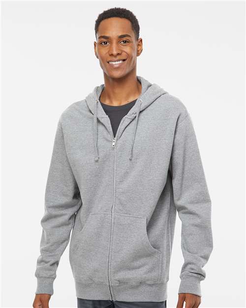 Independent Trading Co. SS4500Z-Unisex Midweight Full-Zip Hooded Sweatshirt in Grey Heather