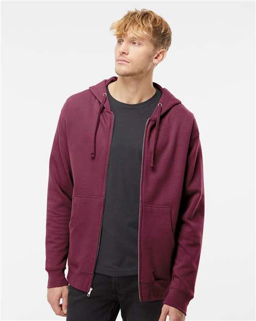 Independent Trading Co. SS4500Z-Unisex Midweight Full-Zip Hooded Sweatshirt in Maroon