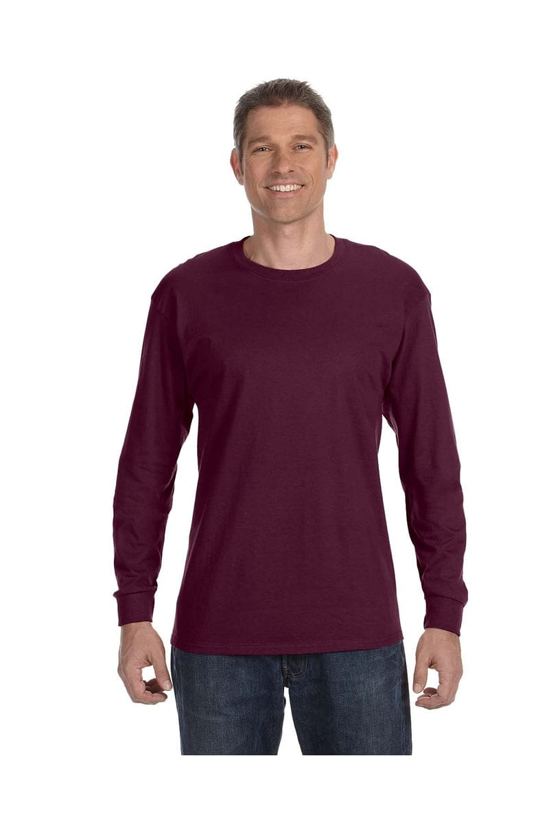 JERZEES 29L: Active 50/50 Cotton/Poly Long Sleeve Wholesale T Shirt. in Maroon