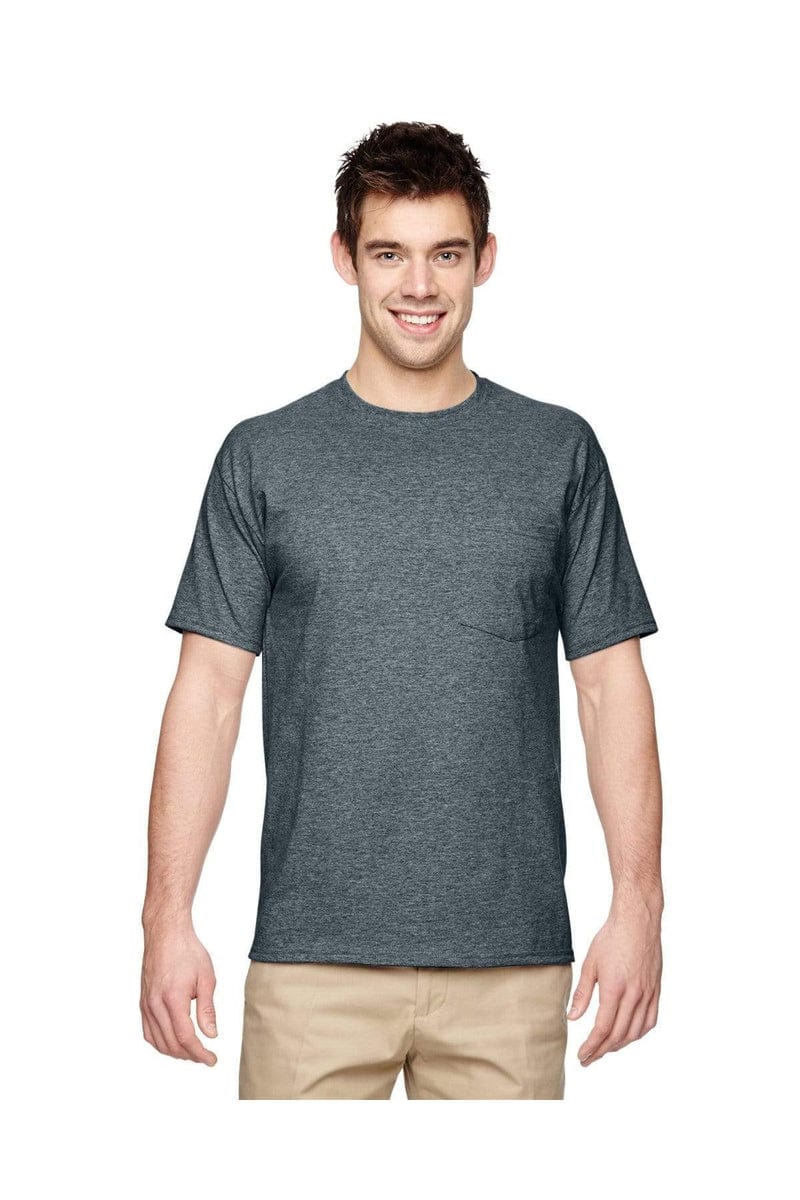 JERZEES 29P: Dri-Power Active 50/50 Cotton/Poly Pocket T Shirt in Black Heather