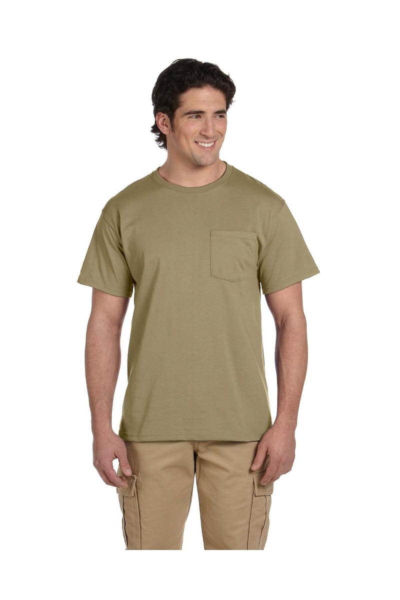 JERZEES 29P: Dri-Power Active 50/50 Cotton/Poly Pocket T Shirt in Khaki