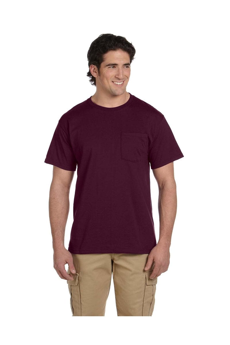 JERZEES 29P: Dri-Power Active 50/50 Cotton/Poly Pocket T Shirt in Maroon