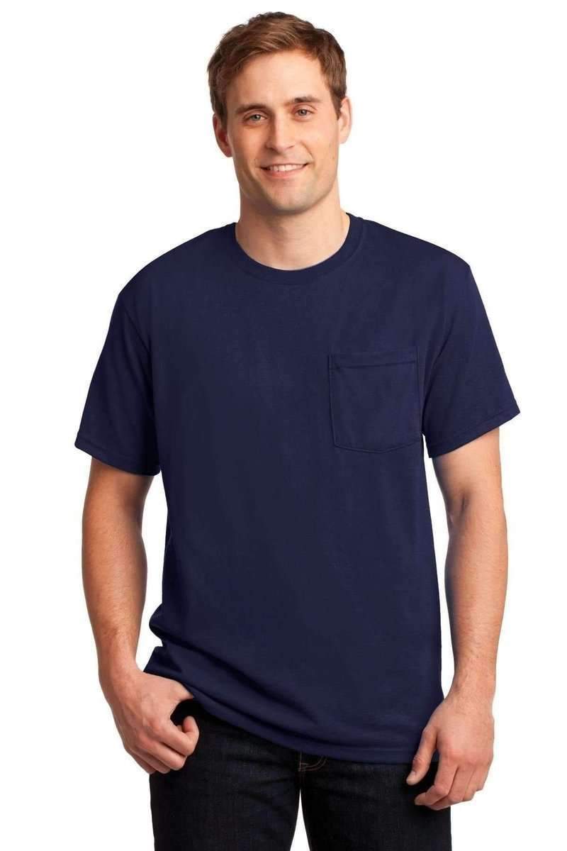 JERZEES 29P: Dri-Power Active 50/50 Cotton/Poly Pocket T Shirt in Navy