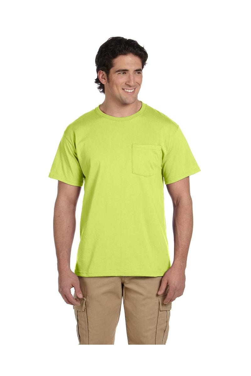 JERZEES 29P: Dri-Power Active 50/50 Cotton/Poly Pocket T Shirt in Safety Green
