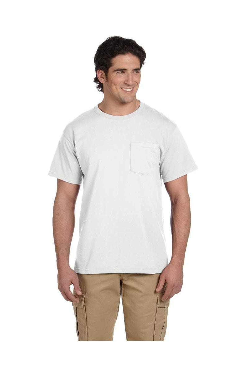 JERZEES 29P: Dri-Power Active 50/50 Cotton/Poly Pocket T Shirt in White