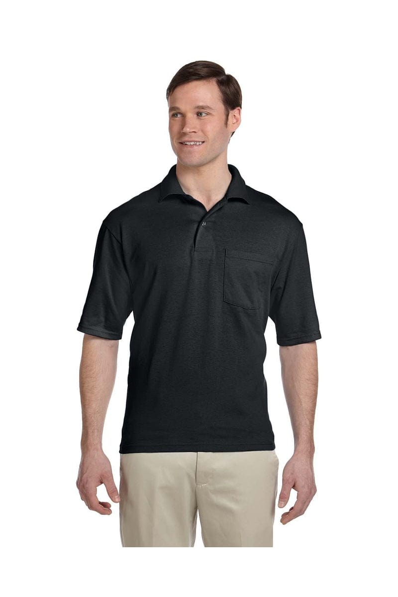 JERZEES 436P: SpotShield Jersey Wholesale Polo T Shirt in Black