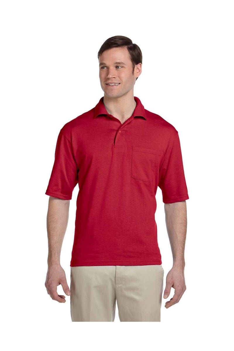 JERZEES 436P: SpotShield Jersey Wholesale Polo T Shirt in True Red
