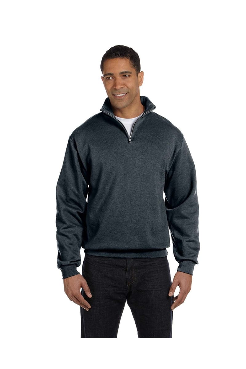 JERZEES 995M: Quarter Zip Sweatshirt in Black Heather