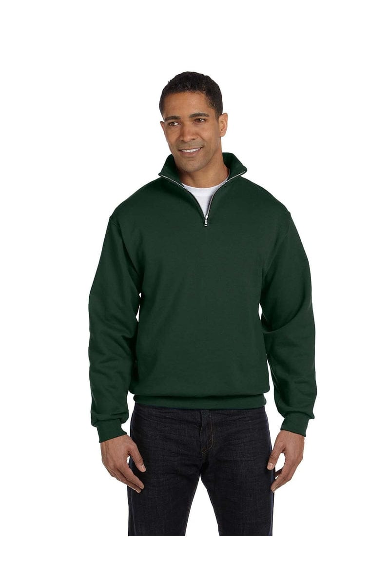 JERZEES 995M: Quarter Zip Sweatshirt in Forest Green