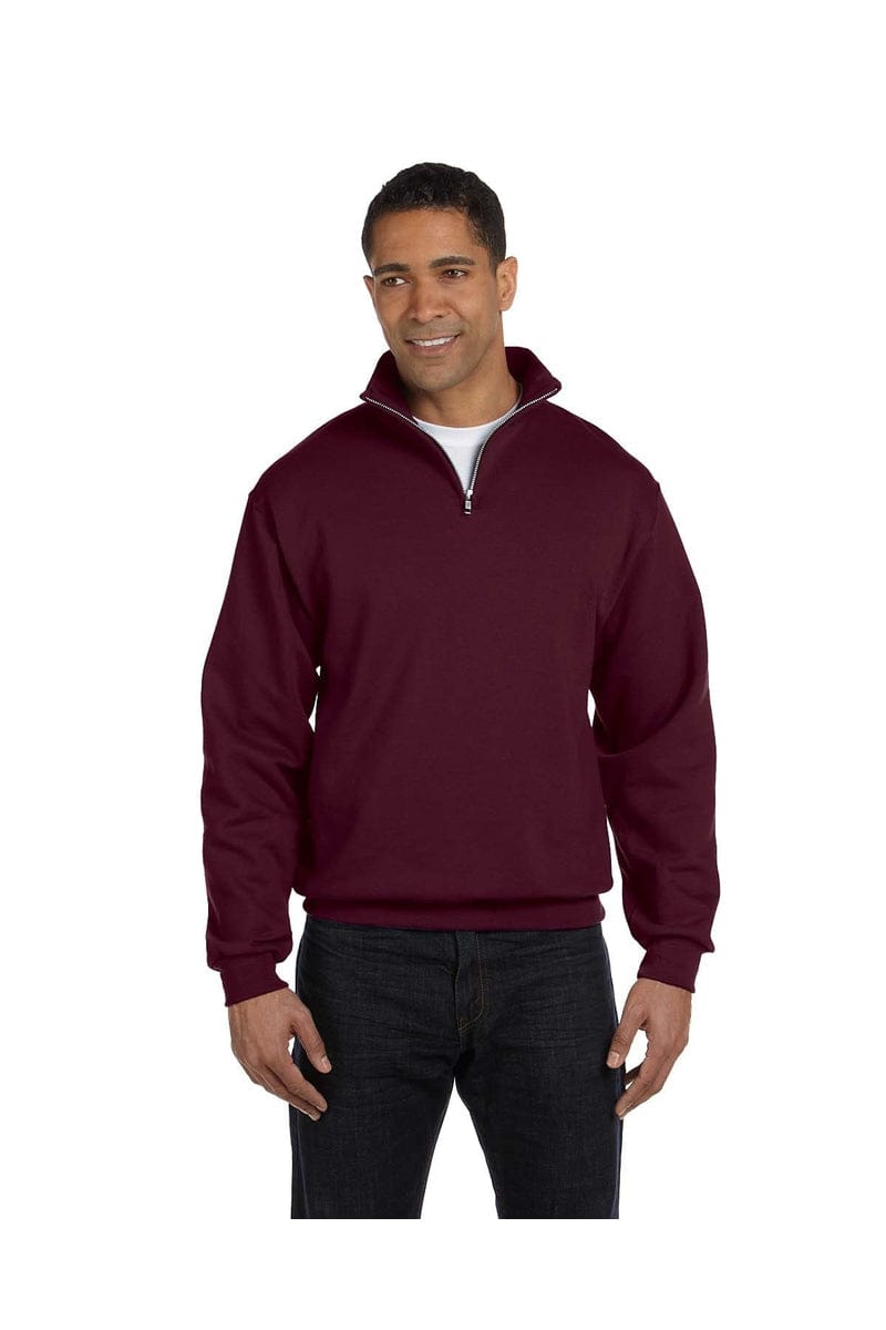 JERZEES 995M: Quarter Zip Sweatshirt in Maroon