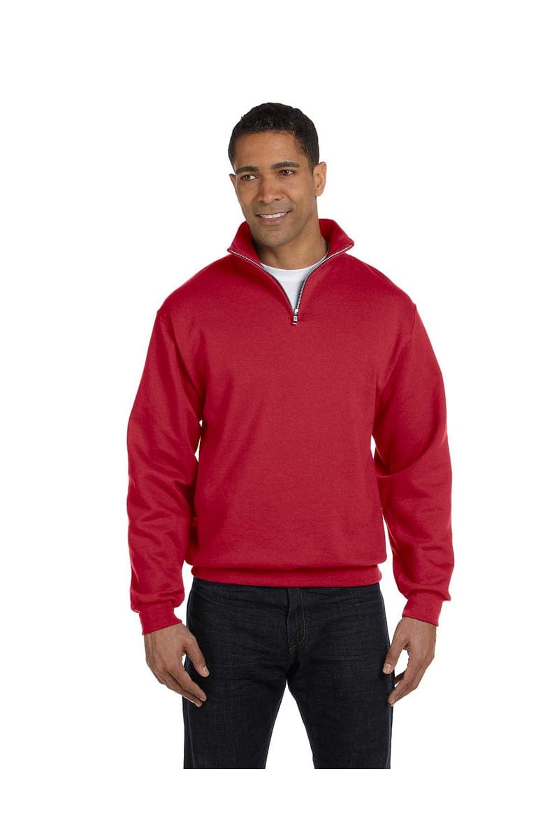 JERZEES 995M: Quarter Zip Sweatshirt in True Red