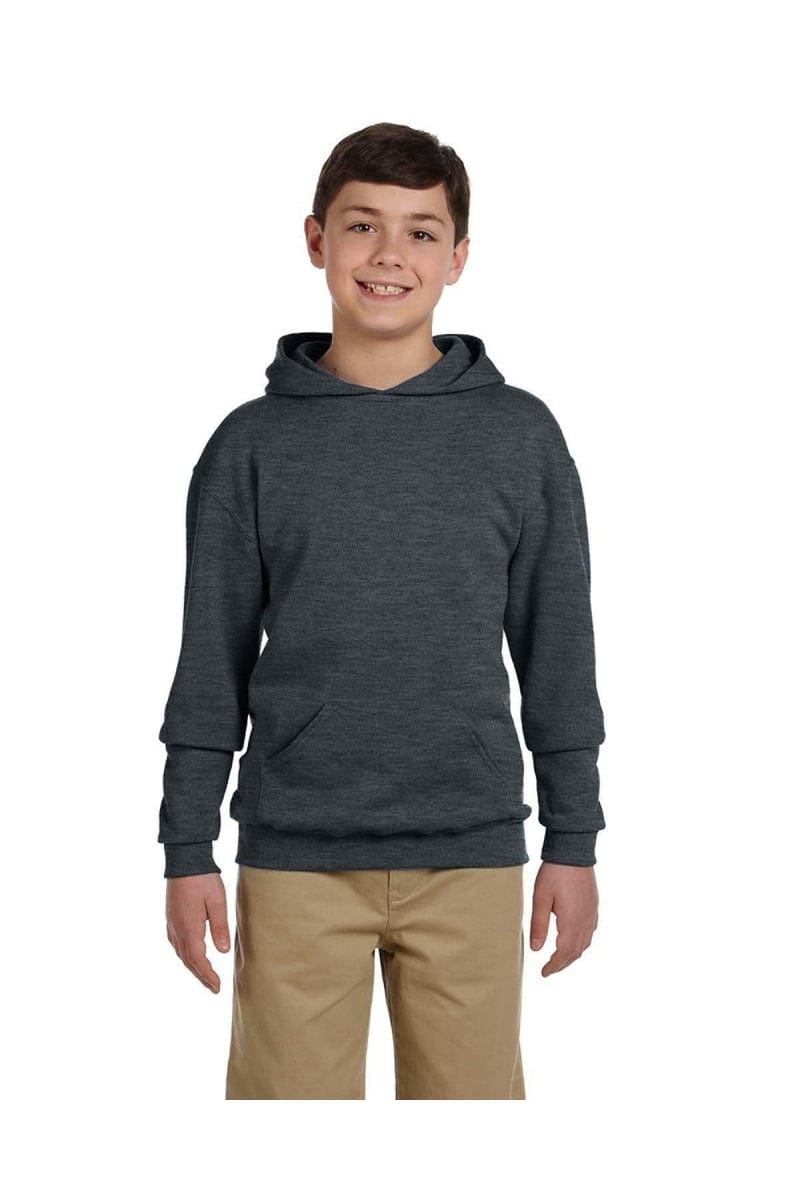 JERZEES 996Y: Youth NuBlend Pullover Hooded Sweatshirt in Black Heather